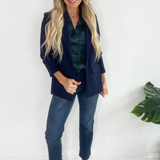 Solid Boyfriend Blazer W/ Princess Darts