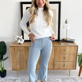 Long Sleeve Mock Neck Cable Sweater