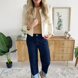 Fay High Rise Fab Ab Straight Leg Roll Up Raw Hem
