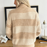 Mock Neck Oversized Stripe Sweater Top