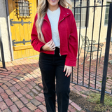 Zipper Front Suede Jacket