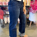 High Rise Wide Leg With Cuff Hem
