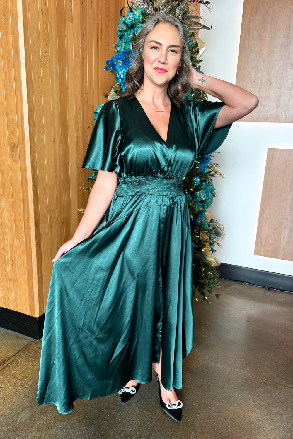 Chiffon Slit Detailed Maxi Dress