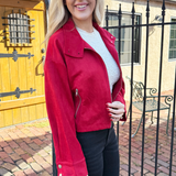 Zipper Front Suede Jacket