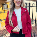 Zipper Front Suede Jacket