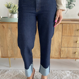 Fay High Rise Fab Ab Straight Leg Roll Up Raw Hem