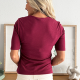 Double Layer V Neck 1/2 Sleeve