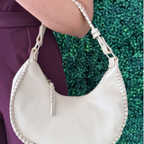 Aria Whipstitch Crescent Shoulder Bag