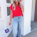 V-Neck Short Sleeve Top