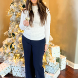 Long Sleeve Mock Neck Cable Sweater