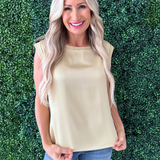 Sleeveless Woven to Knit Top