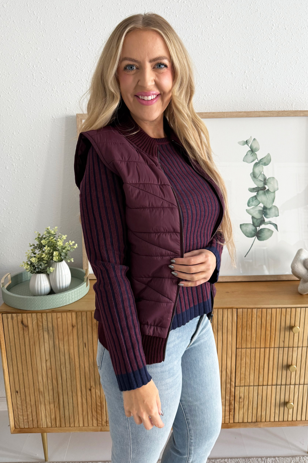 Sleeveless Quilted Front Sweater Vest