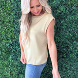 Sleeveless Woven to Knit Top