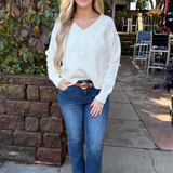 V Neck Flower Embrordery Sweater