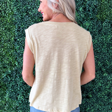 Sleeveless Woven to Knit Top