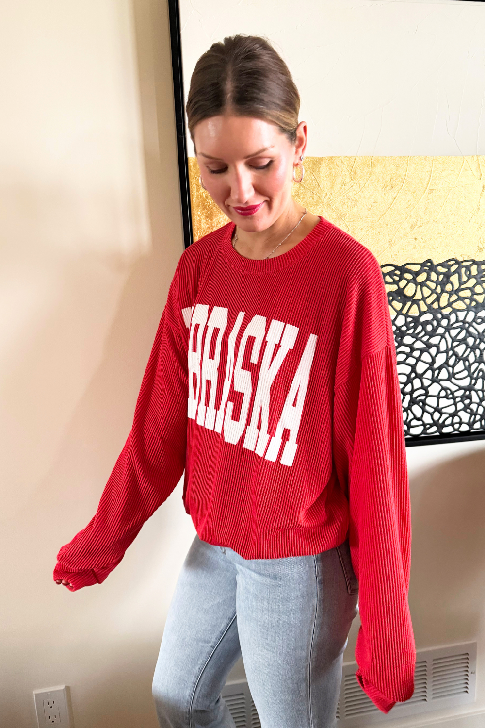 Ribbed Nebraska Graphic Sweatshirt