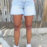 Jane High Rise Long Short w/ Raw Hem