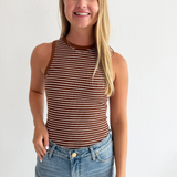 Round Neck Sleeveless Stripe Bodysuit