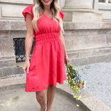 V-Neck Ruffle Sleeve Mini Dress