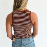 Round Neck Sleeveless Stripe Bodysuit