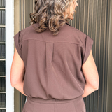 Mock Neck Rolled Up Piping Detail Vest