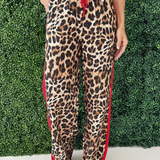 Leopard Printed Side Stripe Track Pants