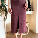 Elastic Waist Twill Maxi Skirt