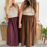 Sleeveless Striped Midi Dress