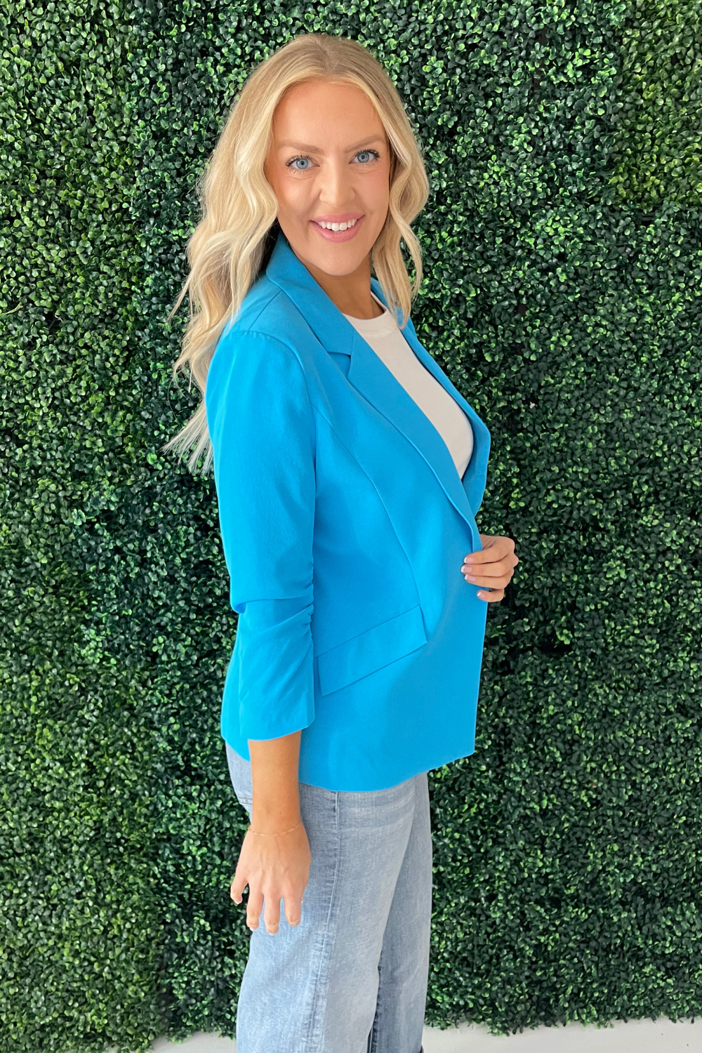 Recycled Shirred Sleeve Blazer