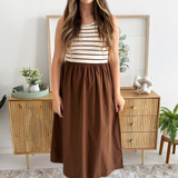 Sleeveless Striped Midi Dress