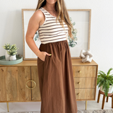 Sleeveless Striped Midi Dress