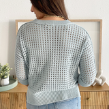 3/4 Sleeve Open Stitch Hi-Low Sweater