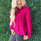 Long Sleeve Mock Neck Sweater w/ Fringe