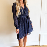 Tie Waist Balloon Sleeve Mini Dress