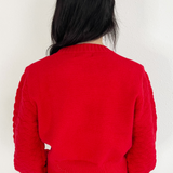 Textured Balloon Cropped Knit Sweater