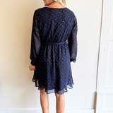 Tie Waist Balloon Sleeve Mini Dress