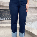 Fay High Rise Fab Ab Straight Leg Roll Up Raw Hem