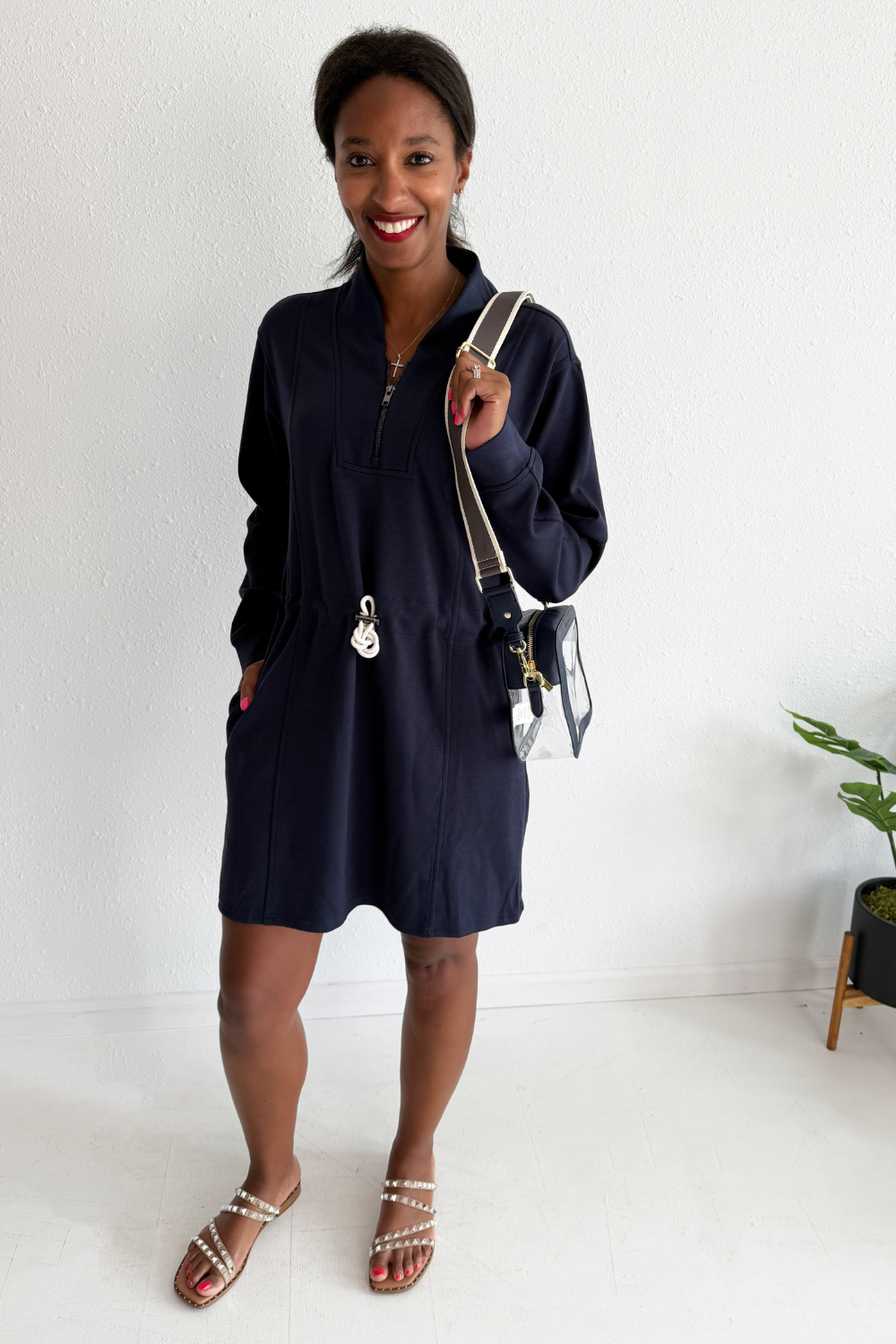 Drawstring Long Sleeve Dress