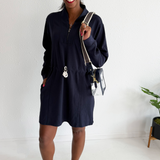 Drawstring Long Sleeve Dress