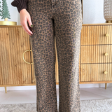 Mid Rise Leopard Print Boyfriend Jeans