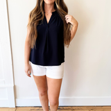 Shirring Shoulder Sleeveless Top