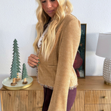 Collarless Jacket with Frayed Edges