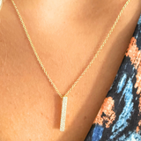 Vertical CZ Bar Pendant Necklace
