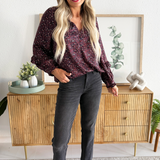 Long Sleeve Woven Blouse w/ Ruffles