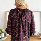 Long Sleeve Woven Blouse w/ Ruffles