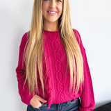 Long Sleeve Mock Neck Sweater w/ Fringe