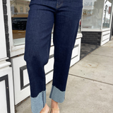 Fay High Rise Fab Ab Straight Leg Roll Up Raw Hem