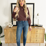 Textured Balloon Cropped Knit Sweater