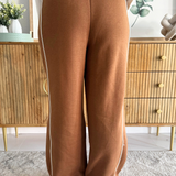 Piping Detail Wide Leg Pants