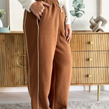 Piping Detail Wide Leg Pants